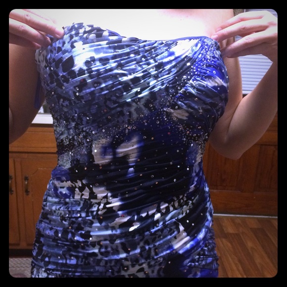 Blue Leopard Print Prom Dresses